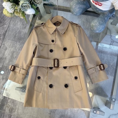 Burberry Kids Premium Trench Coat with Waterproof Cotton & Check Lining