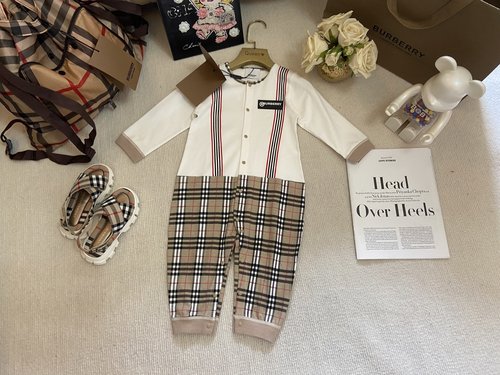 Burberry Unisex Baby Faux Two-Piece Onesie Spring Autumn Premium Cotton A-Class