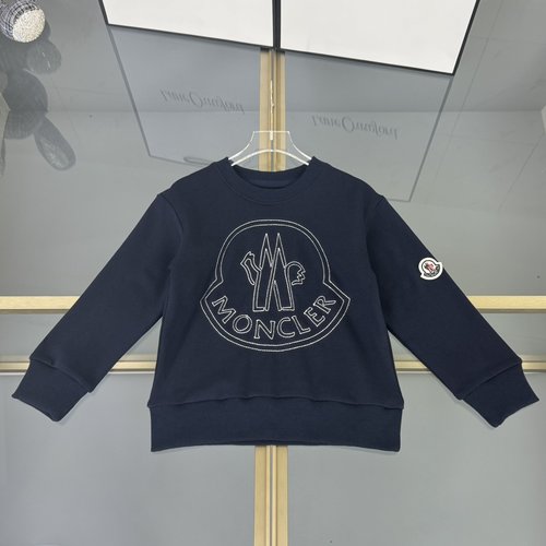 Moncler Kids Premium Cotton Terry Sweatshirt with Letter Embroidery