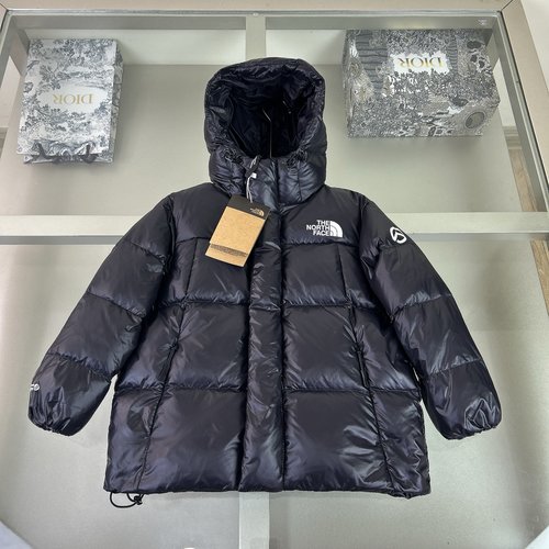 The North Face Kids Hooded Straight Puffer Jacket High-Tech White Duck Down 