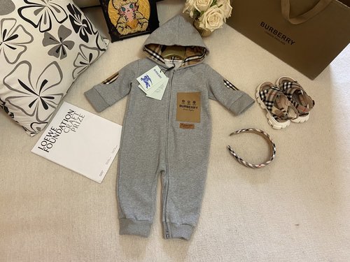 Burberry Unisex Baby Romper 100 Cotton Fleece Lined Comfortable Cute 