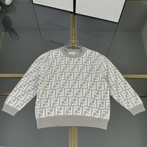 Fendi Kids Premium Knit Blend Sweater with Letter Jacquard