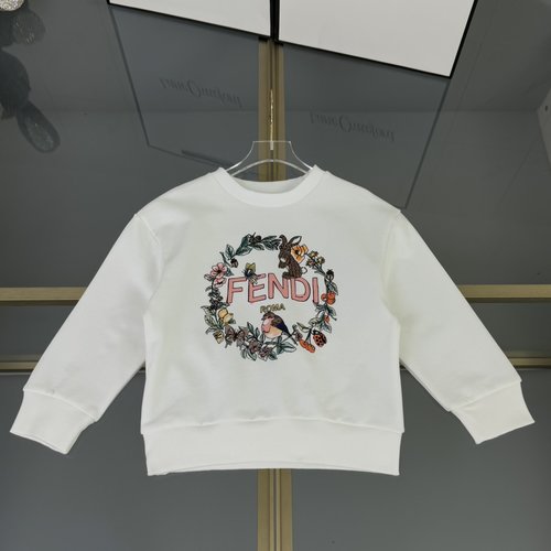Fendi Kids Premium Sweatshirt Cotton Terry Retro Graffiti Print Soft Comfortable