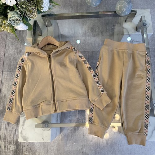 Burberry Kids Plaid Side Cotton Set, Comfortable & Stylish