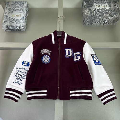 D & G Kids Burgundy Embroidered Baseball Jacket