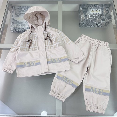 Fendi Soft Woven Kids Hoodie & Elastic Pants Set 