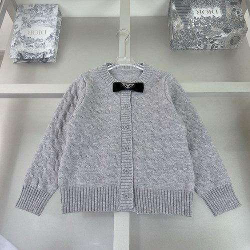 Prada Girls Gray Cardigan Sweater Coat, Comfortable & Stylish