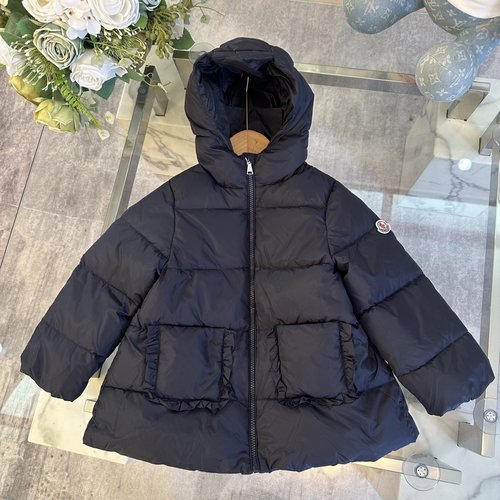 Moncler Girls Puffer Jacket White Duck Down, Fluffy Lightweight with Pockets & Cinched Waist