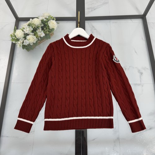 Moncler Kids Roman Red Cable Knit Cotton-Cashmere Sweater