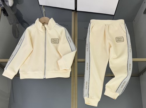 Miu Miu Kids Cotton Set - Navy & Beige, Comfortable & Stylish 