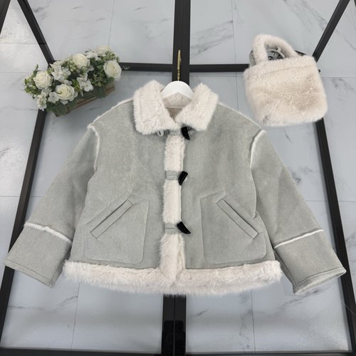 Dior Girls soft solid shearling coat with notched lapel