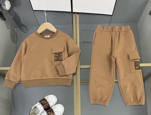 Fendi Kids Cotton Set with Printed Pocket
