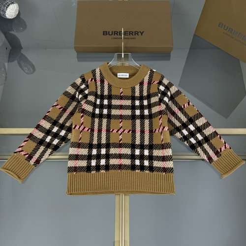Burberry Unisex Kids Plaid Knit Sweater, Soft & Stylish 