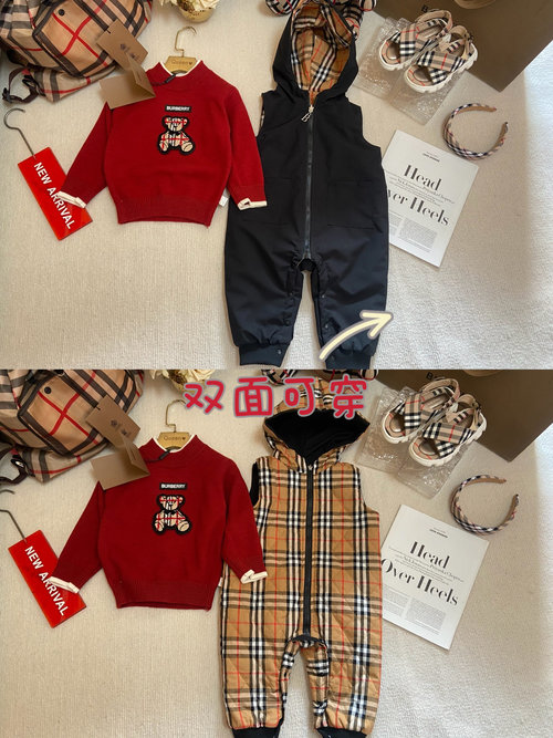 Burberry High-end Kids 2-piece Set: Sweater & Padded Overalls 