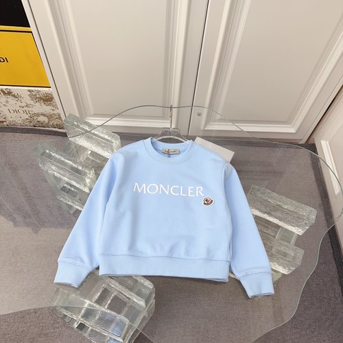 Moncler Premium Kids Unisex Sweatshirt 3D Craft Small Logo Cotton Comfortable Stylish