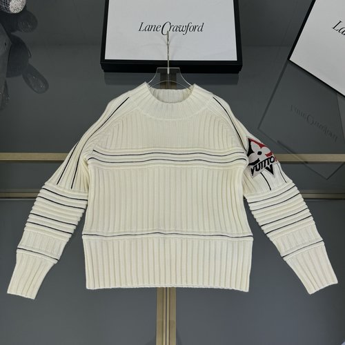 LV Kids Half-Turtleneck Ribbed Sweater with Clover Patch Thick