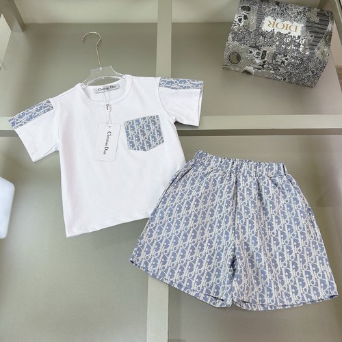 Dior Unisex Kids Premium Cotton Set with All-Over Letters