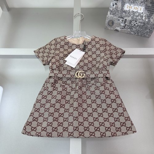 Gucci Girls 100 Cotton Dress with Letter Print 