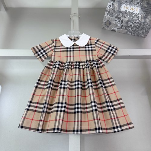 Burberry Toddler Girls Cotton Checkered Romper Dress Set 