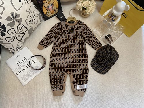 Fendi Unisex Premium Cotton Baby Knit Onesie