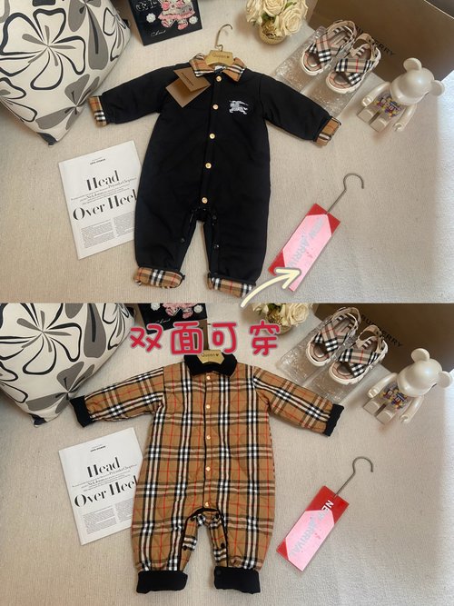 Burberry Reversible Plaid Baby Onesie for Boys & Girls