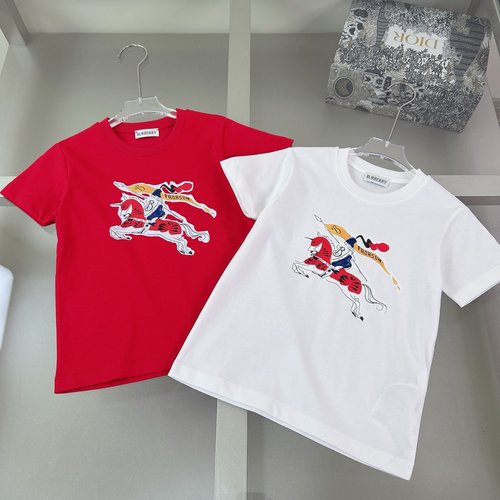 Burberry Kids Red Knight Print Cotton T-Shirt