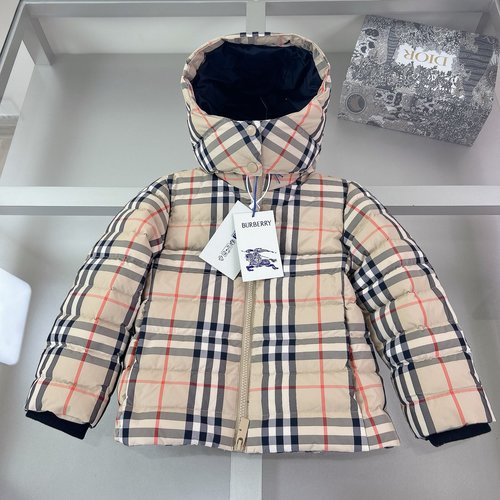 Burberry Kids Plaid Down Jacket, Comfortable & Stylish