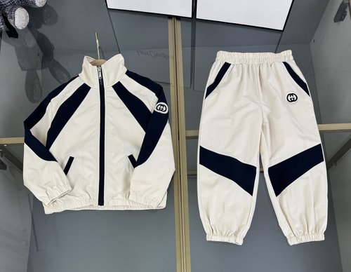 Gucci Kids Woven Cotton Set Retro Color Block Letter Embroidery