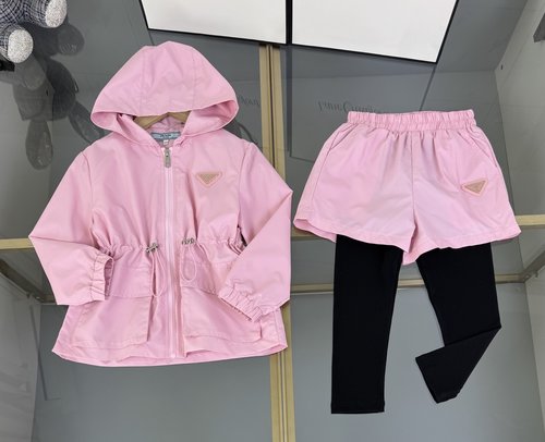 Prada Girls Premium Woven Cotton Outfit Set (Comfortable & Stylish)