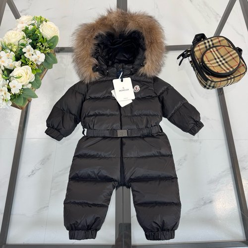 Moncler Kids Premium Down Onesie Goose Down & Fox Fur Trim 