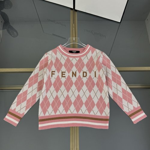 Fendi Unisex Kids Cashmere-Blend Argyle Sweater