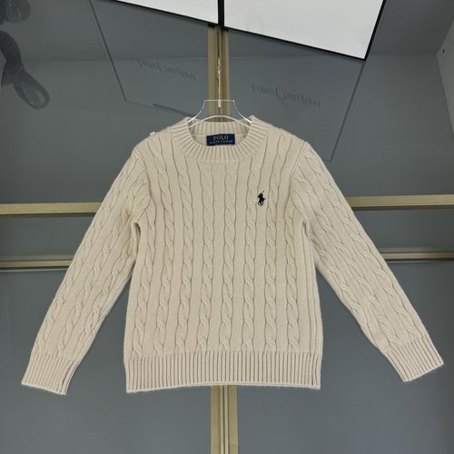Polo Ralph Lauren Kids Solid Color Cable Knit Sweater with Horse Embroidery
