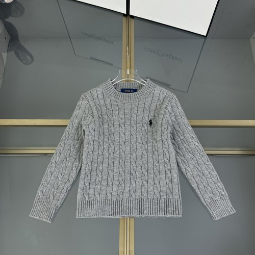 Polo Ralph Lauren Unisex Kids High-End Solid Sweater Cable Knit Horse Embroidery