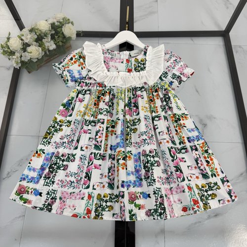 Fendi Girls 100 Cotton Dress, Letter Bear Print, Cute & Comfortable 