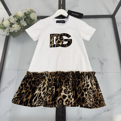 D & G Girls Leopard Print Patchwork Dress