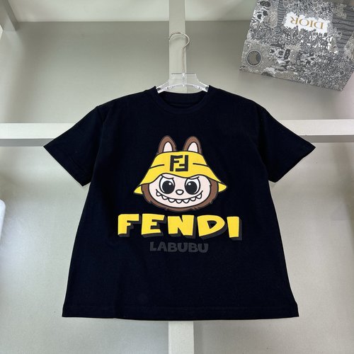 Fendi Boys Girls Foam Print T-Shirt Comfortable Stylish