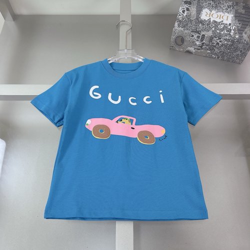 Gucci Unisex High-End Kids T-Shirt, Foam Print, Comfortable Stylish