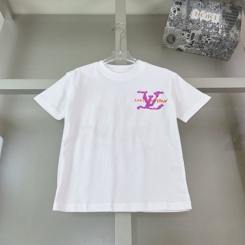 LV Unisex Kids High-End Foam Print 100 Cotton T-Shirts 