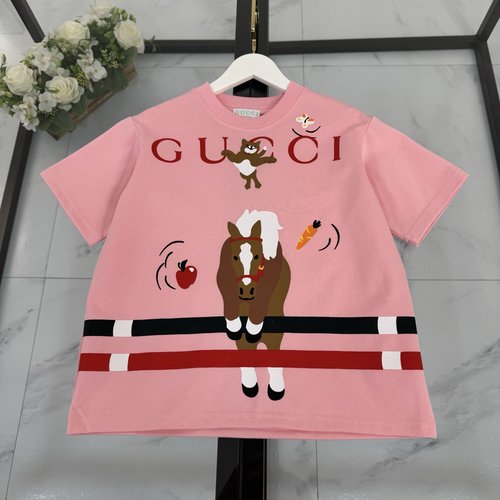 Gucci Kids Horse Print Cotton T-Shirt 