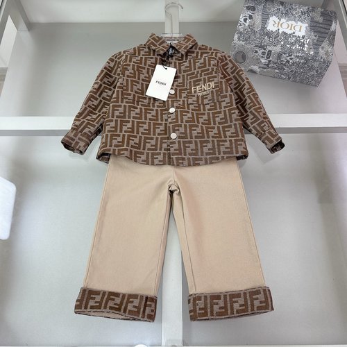 Fendi Kids Premium Jean Shirt & Cotton Pants Outfit 