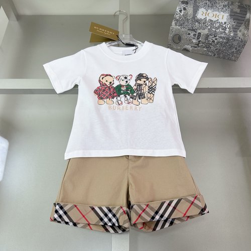 Burberry Unisex High-End Kids Cotton Set Comfortable & Stylish