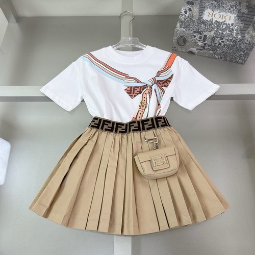 Fendi Girls Skirt Set with Foam Print, Comfortable & Stylish