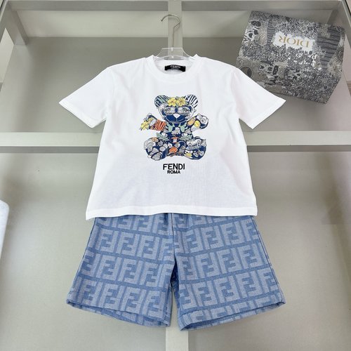 Fendi Kids Premium Cotton Clothing with Classic Pattern, Comfortable & Stylish