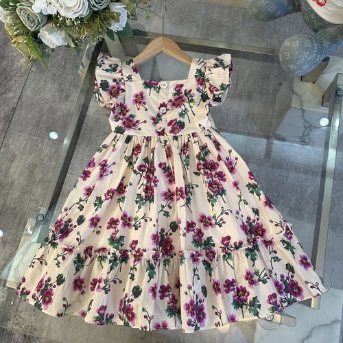 Gucci Girls Floral High-end Dress Silk-like Cotton & Cotton Lining