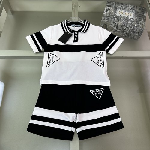Prada High-End Unisex Kids Cotton Set Comfortable Stylish 