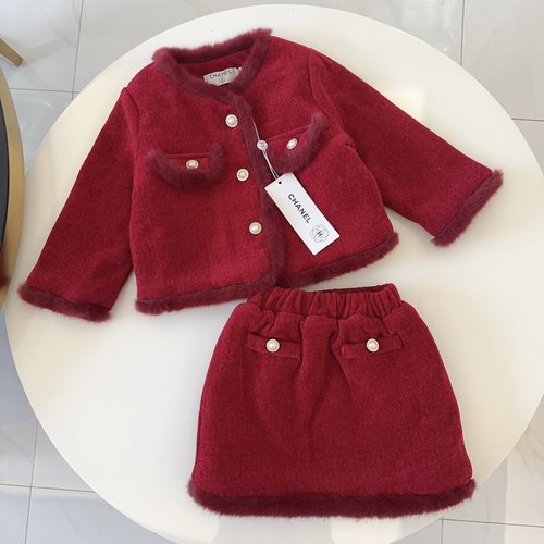 Chanel Girls High-End Dress Set Eco-Friendly Wool Padded