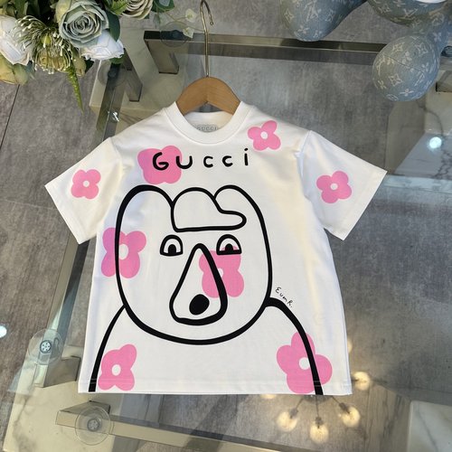 Gucci Unisex Kids 3D Letter Print Cotton T-Shirt 