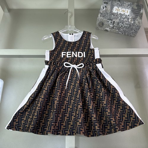 Fendi Girls Breathable Polyester Dress (Comfy & Slightly Stretchy)