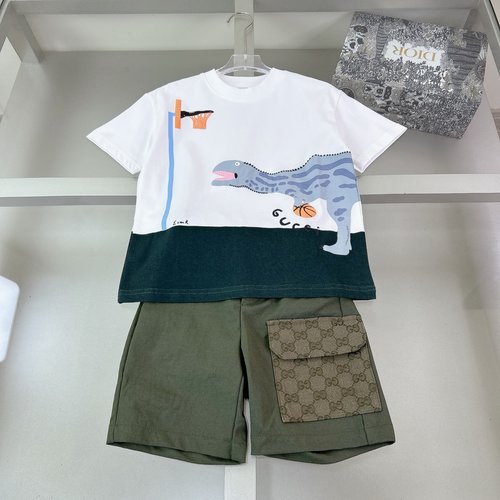Gucci Kids Cotton Set with Foam Print & Shorts