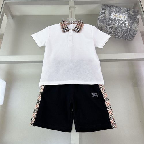 Burberry Breathable Stretchy Unisex Kids Cotton Outfit Set 